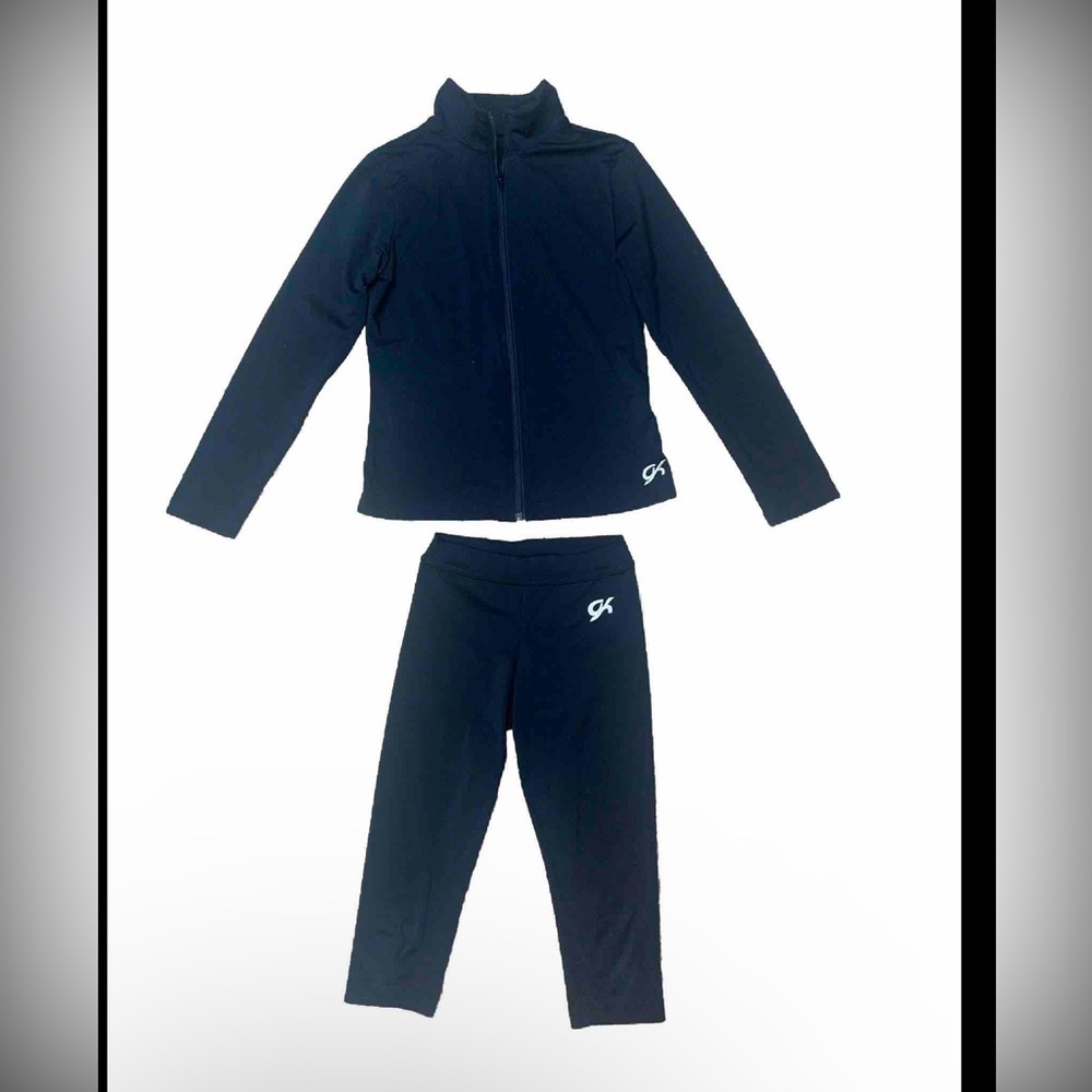 GK Gymnastics 2Pc Set Crop Leggings & Mock Neck Zip Up Soft Jacket Sz Adult XS/S